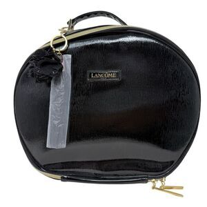 Lancome Black Big Cosmetic Makeup Travel Train Case Bag, New